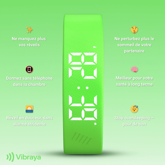 réveil silencieux par vibration bracelet Vibraya Leaf Mint Bénéfices