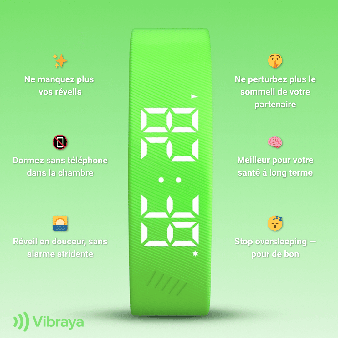réveil silencieux par vibration bracelet Vibraya Leaf Mint Bénéfices